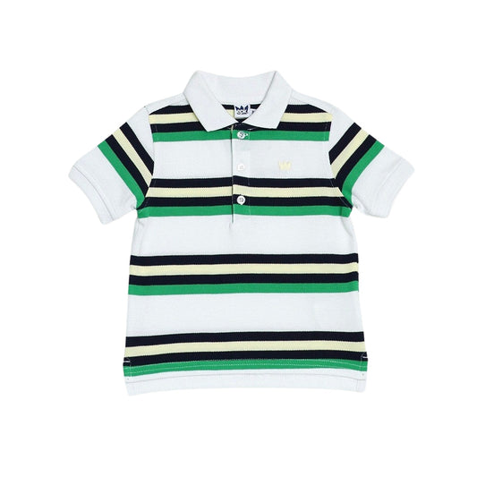 Polo Blanco Verde Y Azul A Rayas
