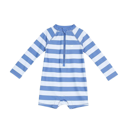 Traje De Baño Azul Claro A Rayas