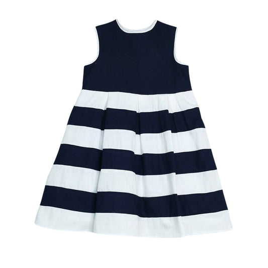 Vestido Blanco Y Azul A Rayas