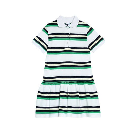 Vestido Blanco Verde Y Azul A Rayas
