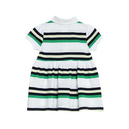 Vestido Blanco Verde Y Azul A Rayas