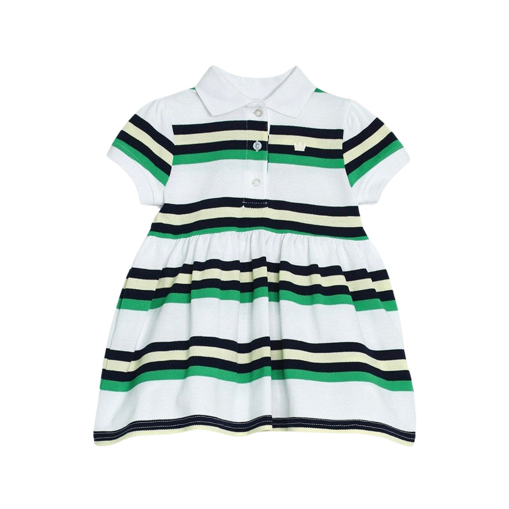 Vestido Blanco Verde Y Azul A Rayas
