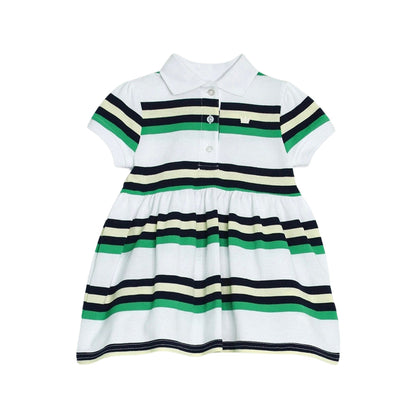 Vestido Blanco Verde Y Azul A Rayas
