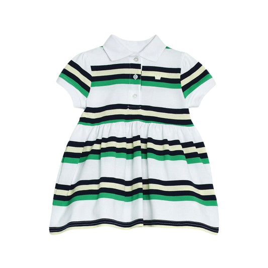 Vestido Blanco Verde Y Azul A Rayas