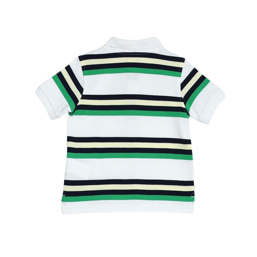 Polo Blanco Verde Y Azul A Rayas
