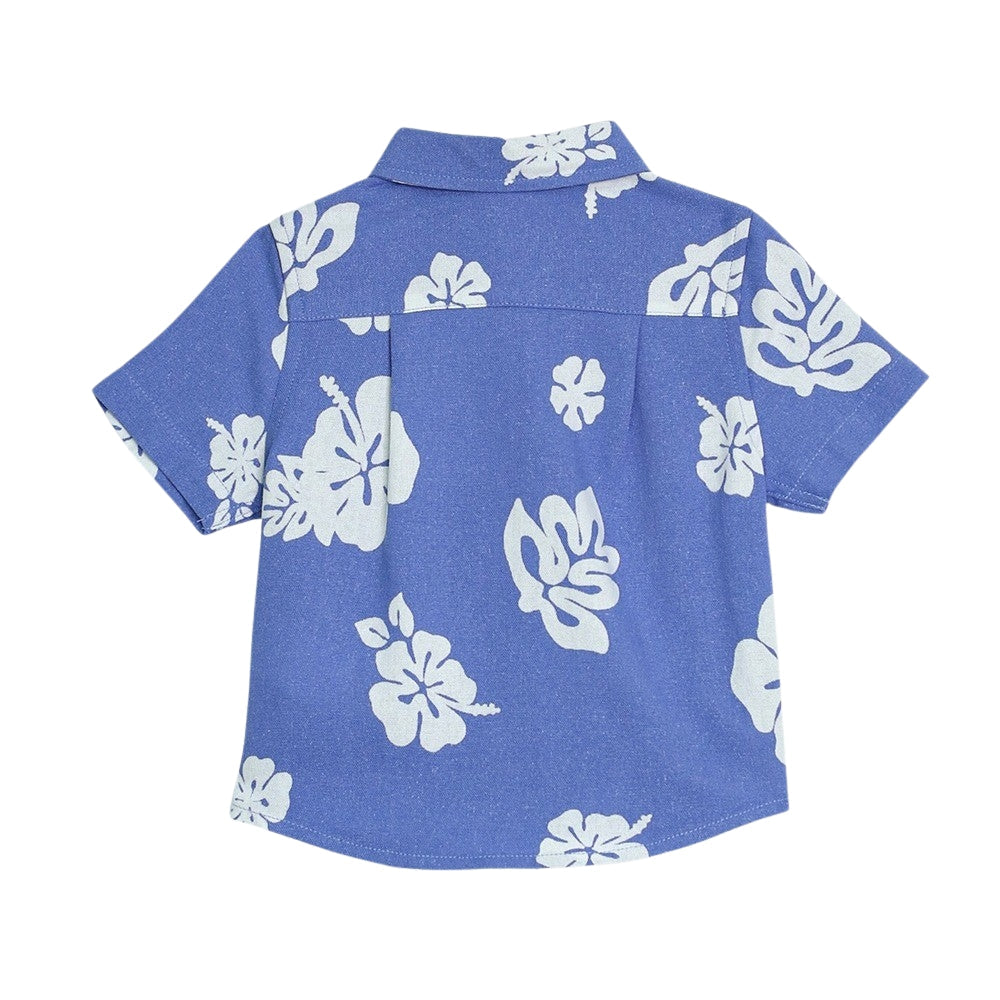 Camisa Azul Oscura Floreada