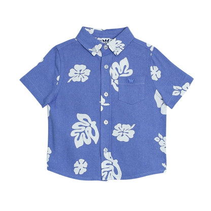 Camisa Azul Oscura Floreada