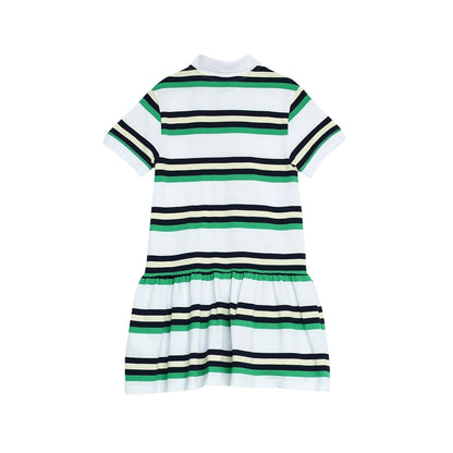 Vestido Blanco Verde Y Azul A Rayas