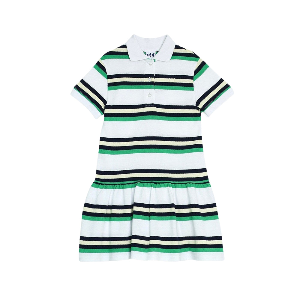 Vestido Blanco Verde Y Azul A Rayas
