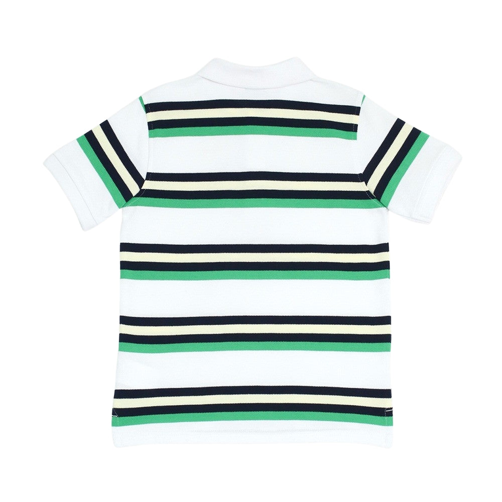 Polo Blanco Verde Y Azul A Rayas