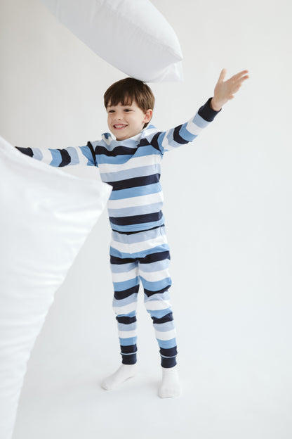 Pijama Azul Oscuro A Rayas