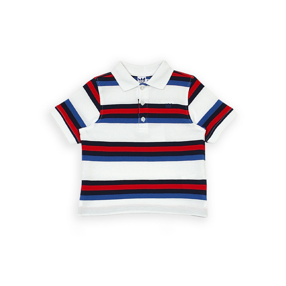 Polo Blanco Rojo Y Azul A Rayas
