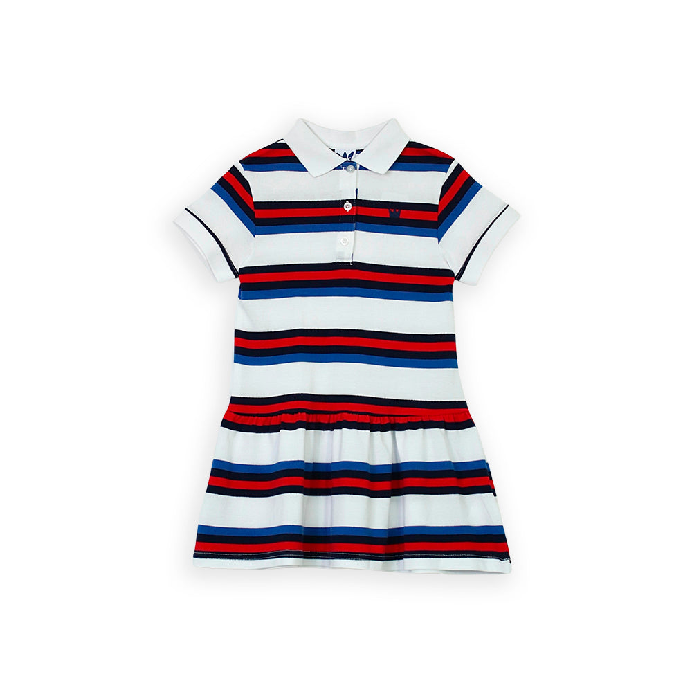 Vestido Blanco Rojo Y Azul A Rayas