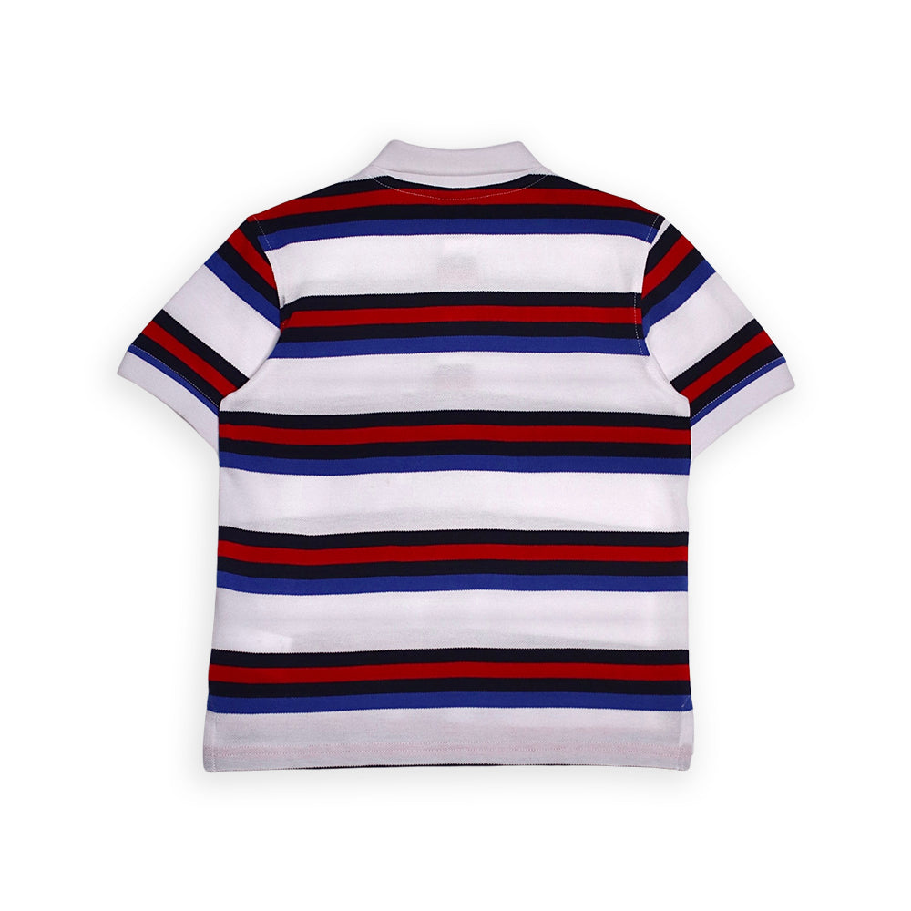 Polo Blanco Rojo Y Azul A Rayas