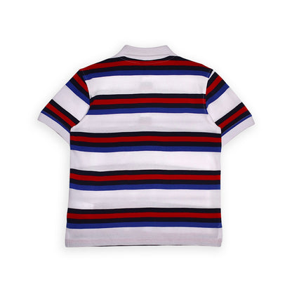 Polo Blanco Rojo Y Azul A Rayas