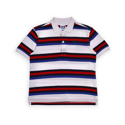 Polo Blanco Rojo Y Azul A Rayas