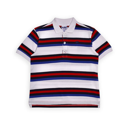 Polo Blanco Rojo Y Azul A Rayas