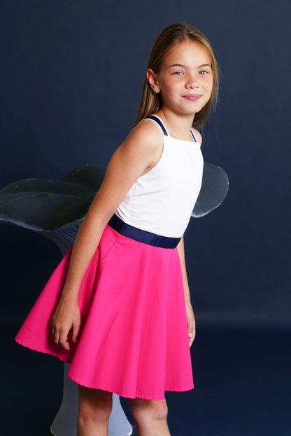Vestido Fuccsia Y Blanco