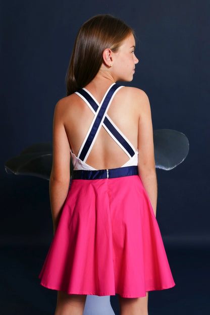 Vestido Fuccsia Y Blanco