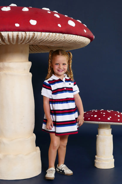 Vestido Blanco Rojo Y Azul A Rayas