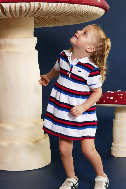 Vestido Blanco Rojo Y Azul A Rayas