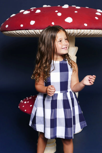 Vestido Azul A Cuadros